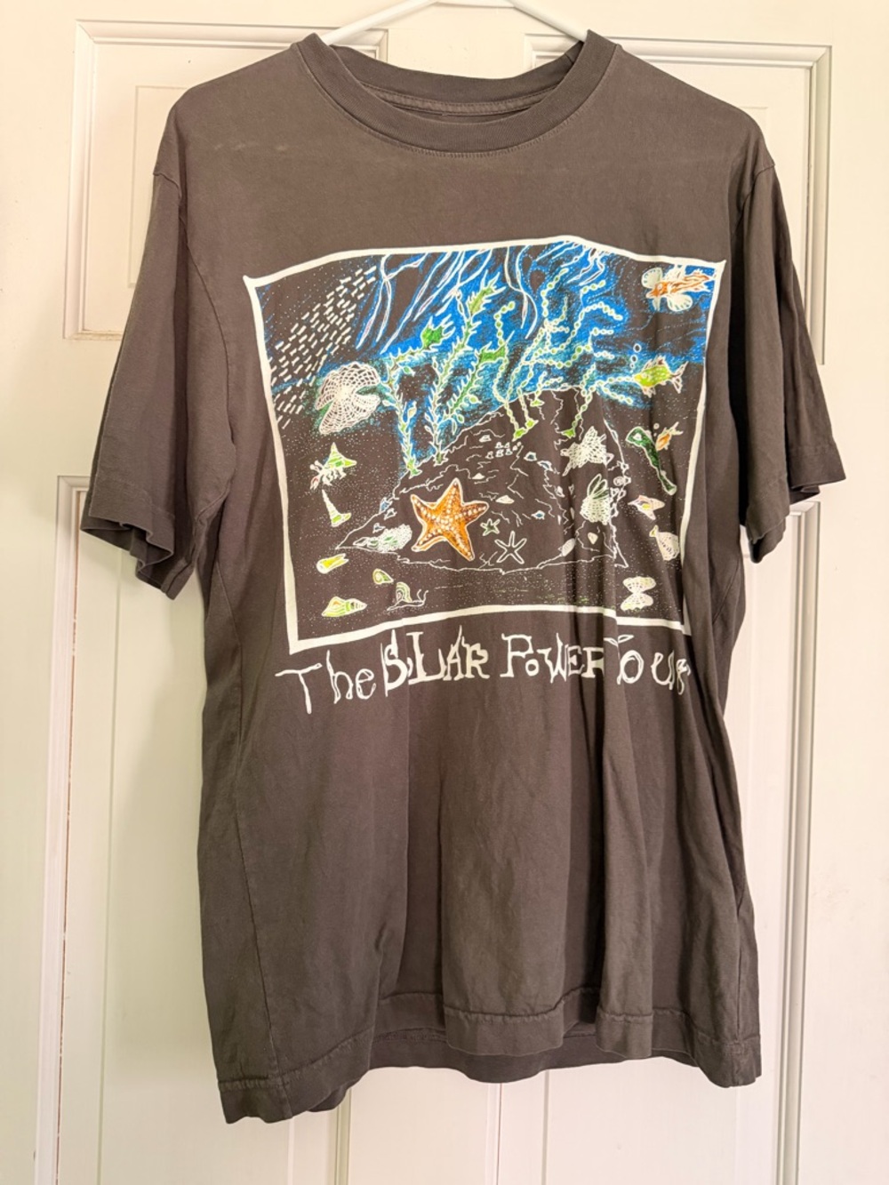 Lorde Solar Power Tour Graphic Tee - Charcoal with Multicolor Ocean Print